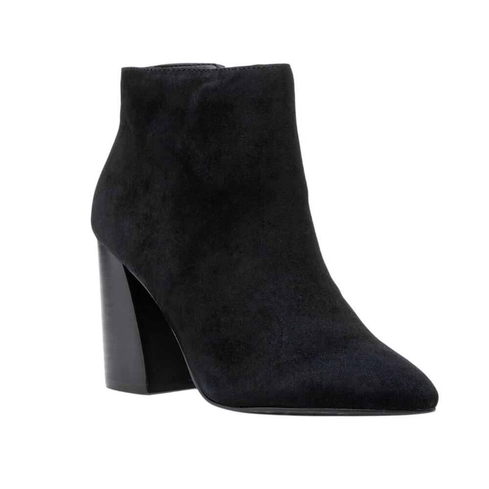 Steve Madden Size 8.5 Point Toe Black Heeled Block Booties Fall Autumn Winter